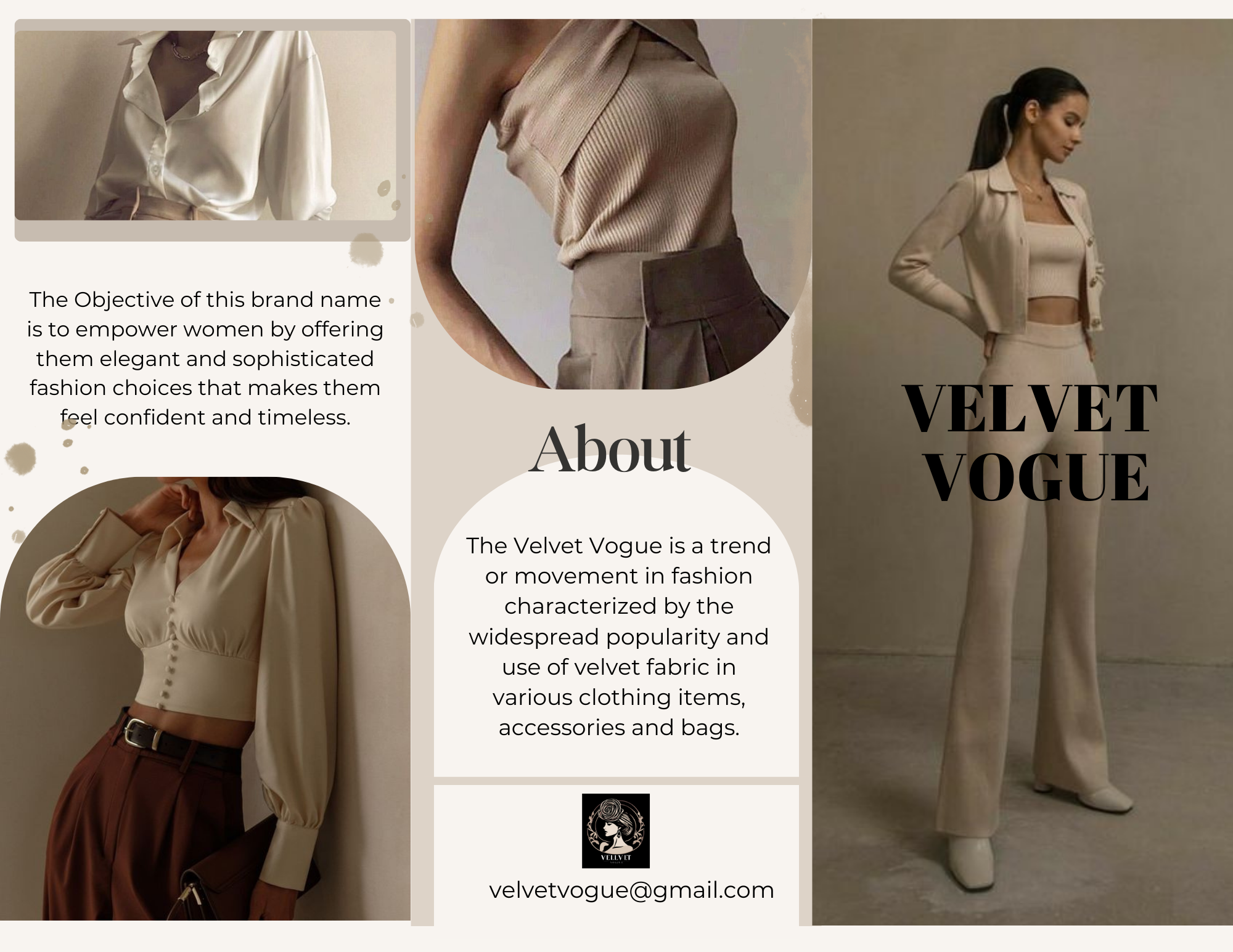 Beige Elegant Aesthetic Cream Trifold Fashion Brochure