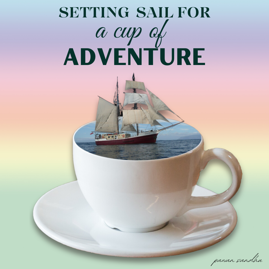 Setting sail for a cup of adventure with 3d graphic art